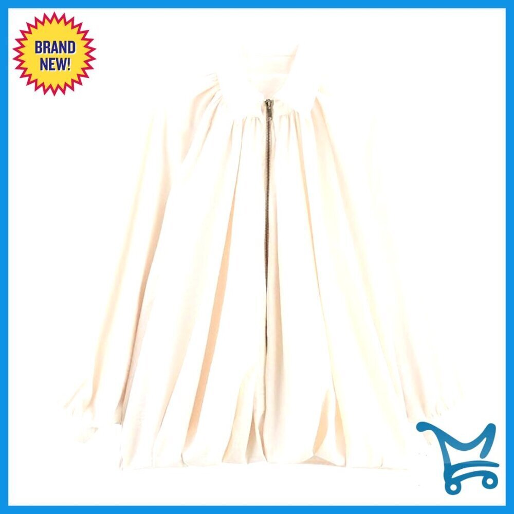 Oversized Puffed Bomber Jacket with Batwing Sleeves and Pleated Details